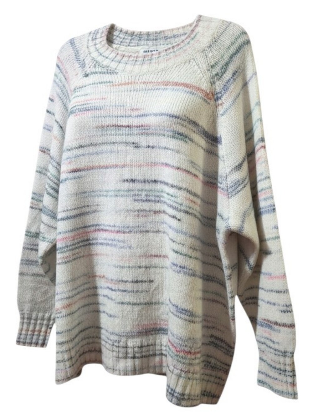 Old Navy Cream Sweater with Multicolor Stripe Accents